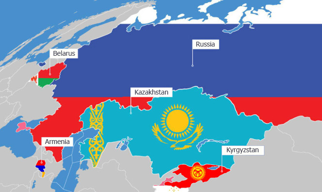 L'Union économique eurasiatique : Russia, Belarus, Kazakhstan, Armenia, Kyrgyzstan